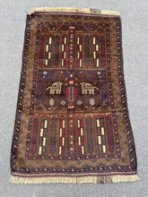 Vintage Afghan Pictorial wool rug