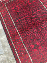 Red vintage boho yakub khani rug
