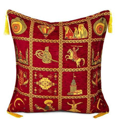 45x45 Turkish Culture Red Pillow Cover Set of 2.