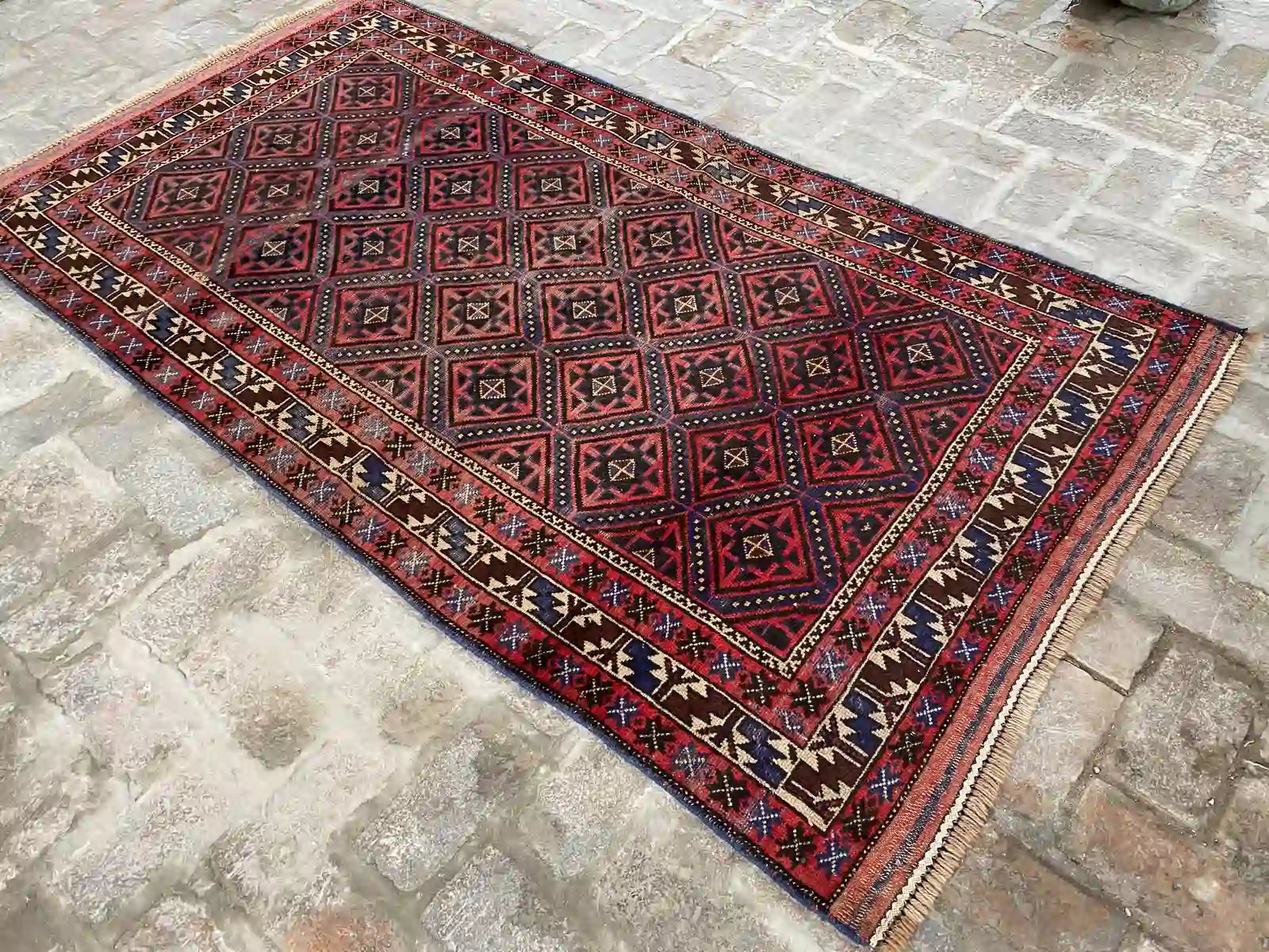 Authentic Afghan Handmade Rug - 4.1 x 4.4 ft