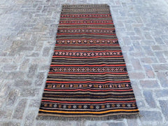 3'6" x 8'8" Handwoven Afghan Nomad's Kilim - Striped Pattern