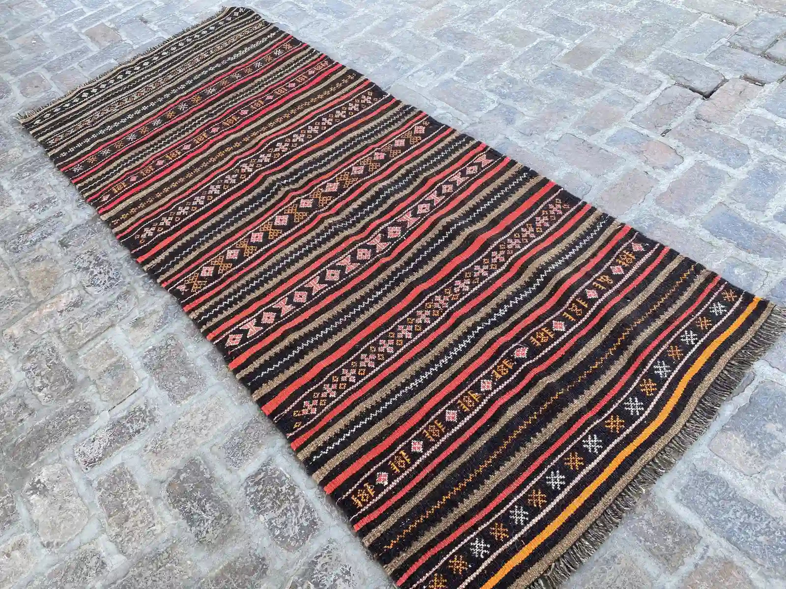 Handwoven Afghan Nomad's Kilim - Striped Pattern - Nomad Hues