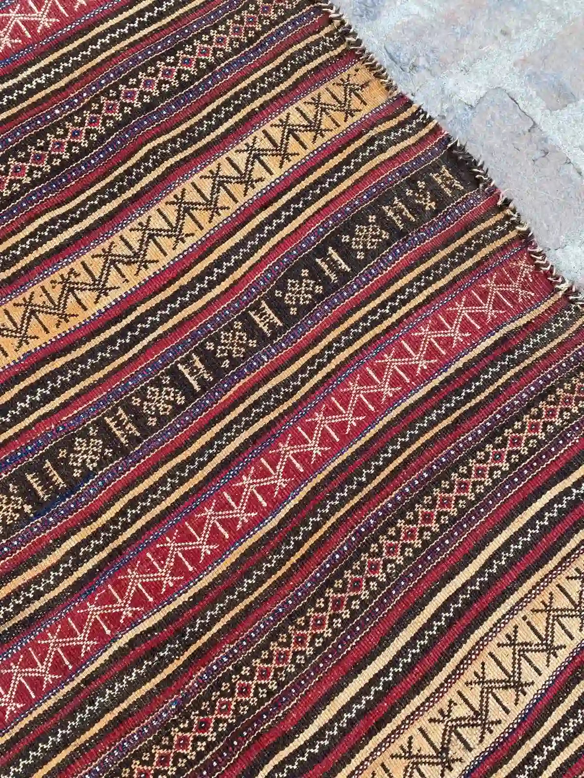 Vintage Afghan Nomad's Kilim - Striped Pattern - Nomad Hues