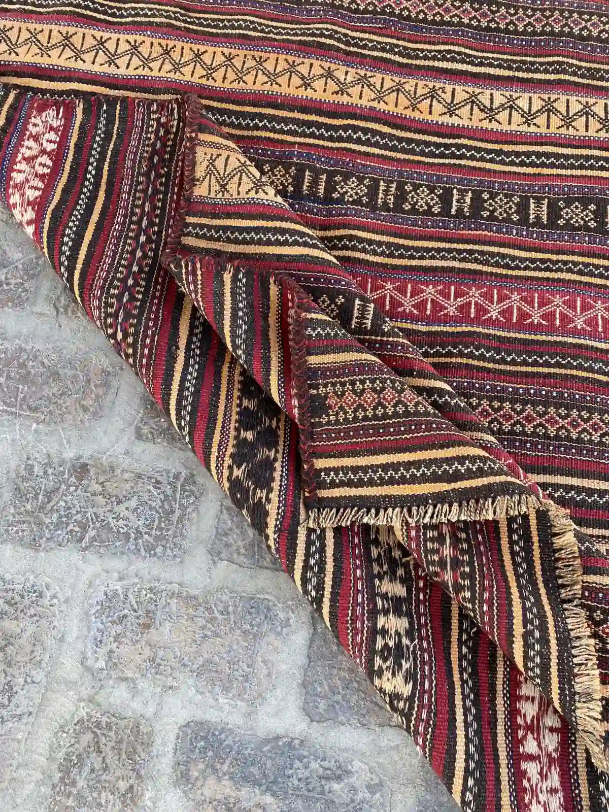 Vintage Afghan Nomad's Kilim - Striped Pattern - Nomad Hues