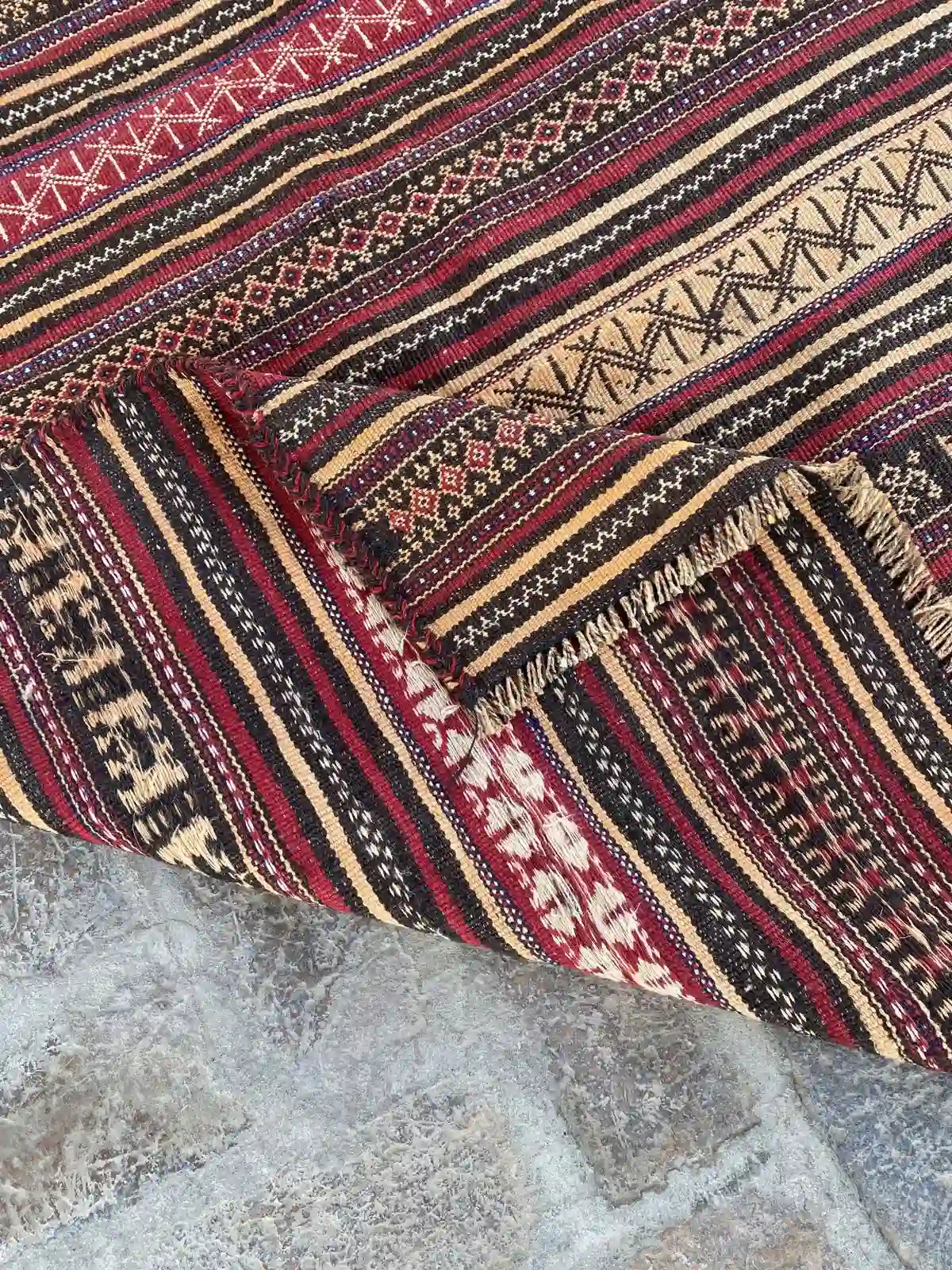 Vintage Afghan Nomad's Kilim - Striped Pattern - Nomad Hues