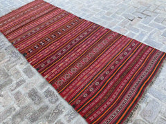 4'3 x 10'7 Afghan Nomad's Kilim - Bold Striped Design - Nomad Hues