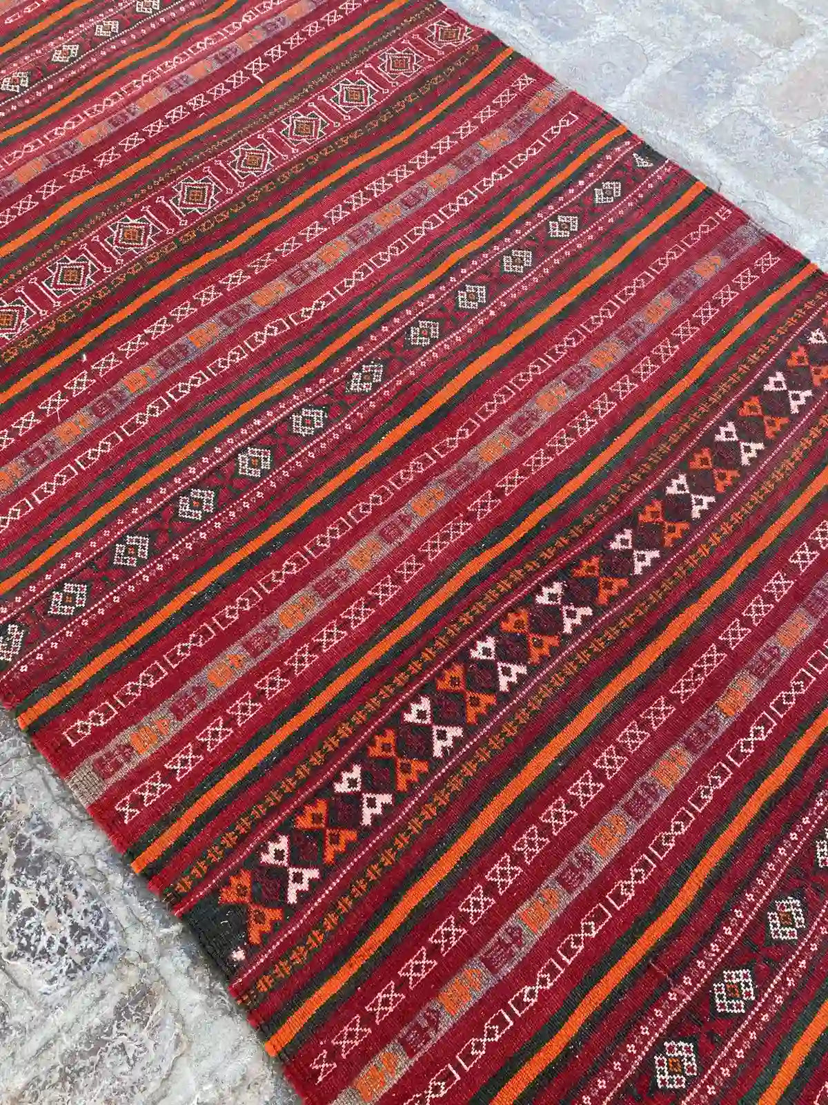 4'3 x 10'7 Afghan Nomad's Kilim - Bold Striped Design - Nomad Hues