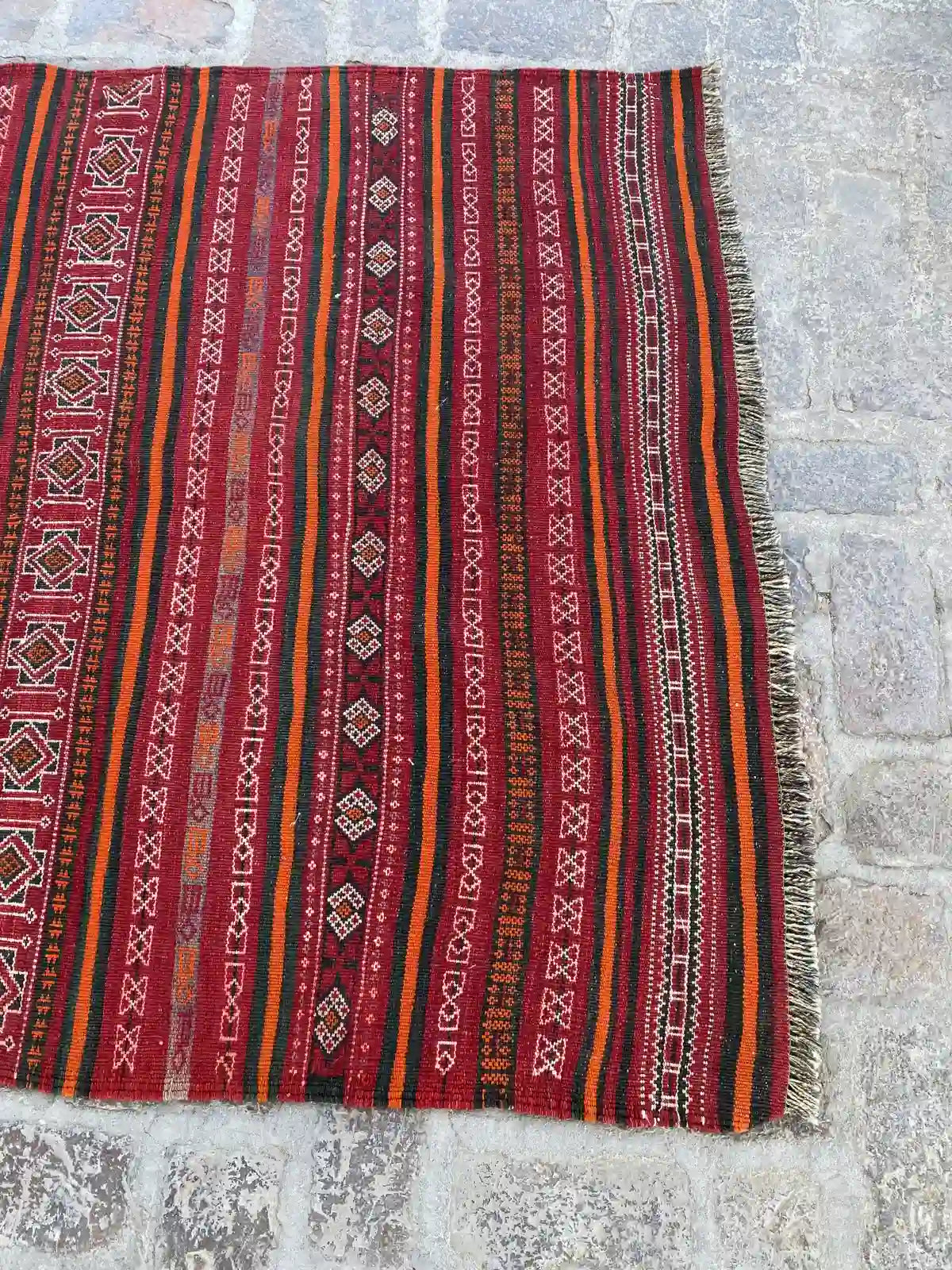 4'3 x 10'7 Afghan Nomad's Kilim - Bold Striped Design - Nomad Hues