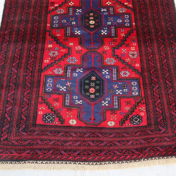 3'9 x 6'10 Afghan Tribal Belouch wool rug - Nomad Hues