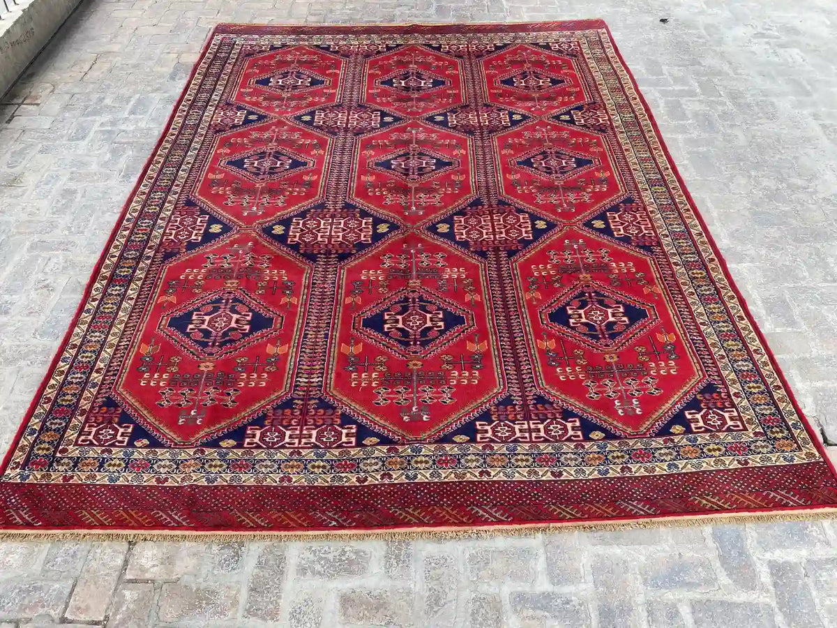 Afghan Hand-Knotted Rug by Ersari Family – 9.2 x 12.4 Feet - Nomad Hues