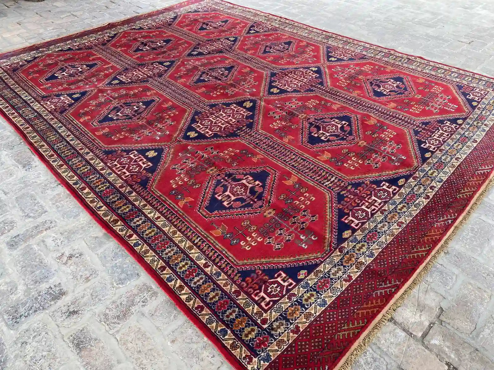 Afghan Hand-Knotted Rug by Ersari Family – 9.2 x 12.4 Feet - Nomad Hues