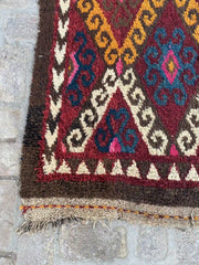 Genuine Afghan Tribal Carpet Hand Knotted with Geometric Pattern, 5.2 x 13.3 ft - Nomad Hues