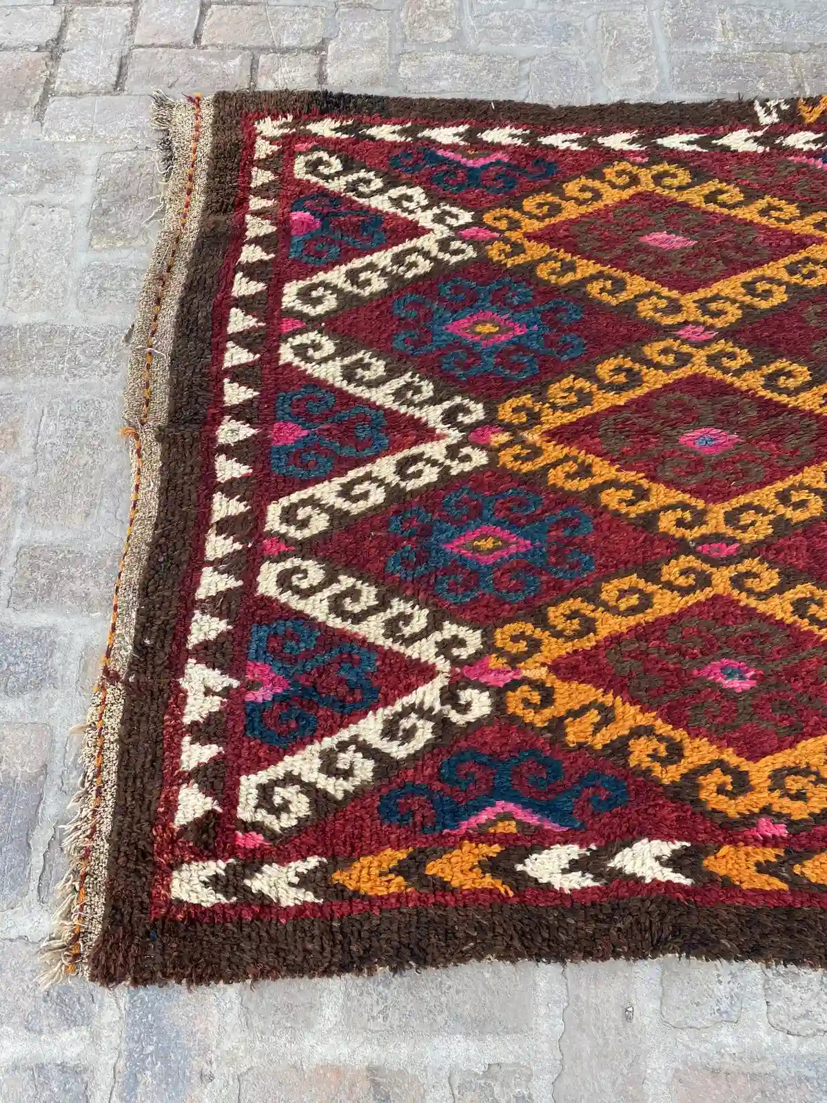 Genuine Afghan Tribal Carpet Hand Knotted with Geometric Pattern, 5.2 x 13.3 ft - Nomad Hues