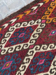 Genuine Afghan Tribal Carpet Hand Knotted with Geometric Pattern, 5.2 x 13.3 ft - Nomad Hues