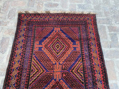 Afghan Belouchi Runner - Geometric Diamond Patterns - Nomad Hues