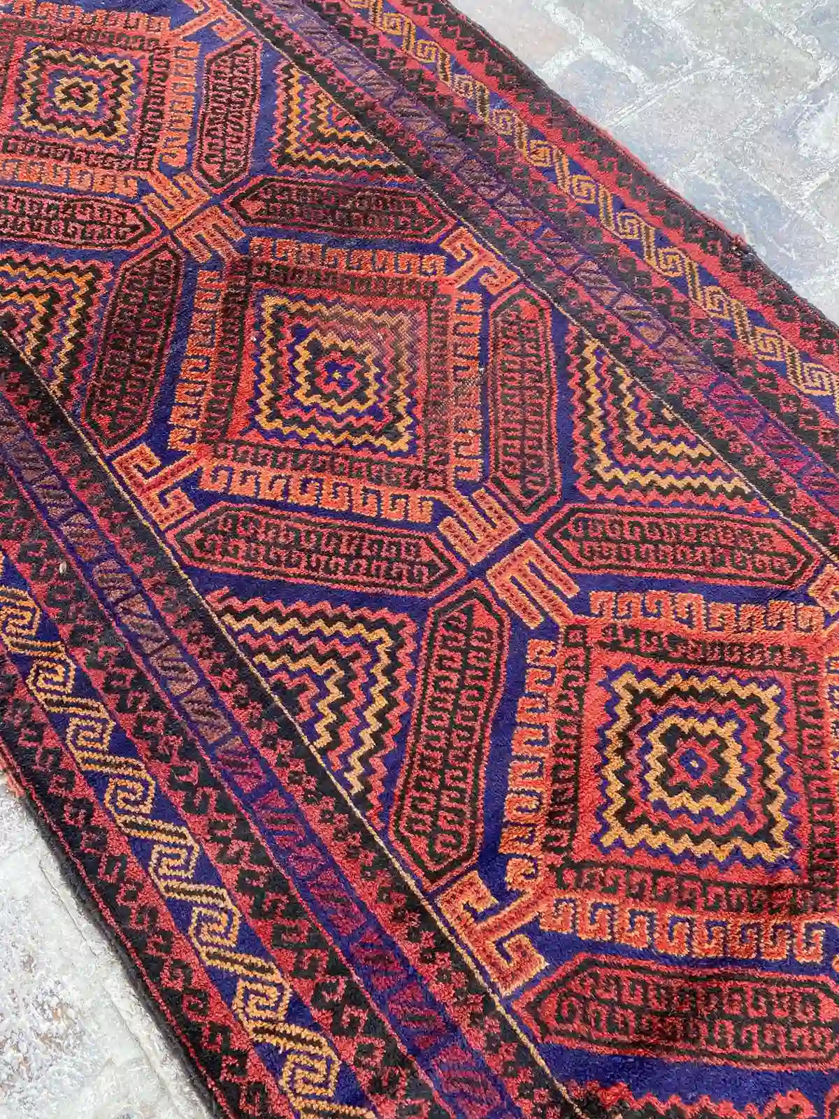 Afghan Belouchi Runner - Geometric Diamond Patterns - Nomad Hues