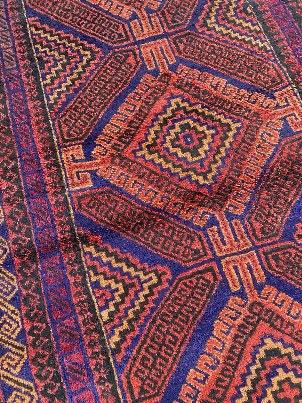 Afghan Belouchi Runner - Geometric Diamond Patterns - Nomad Hues