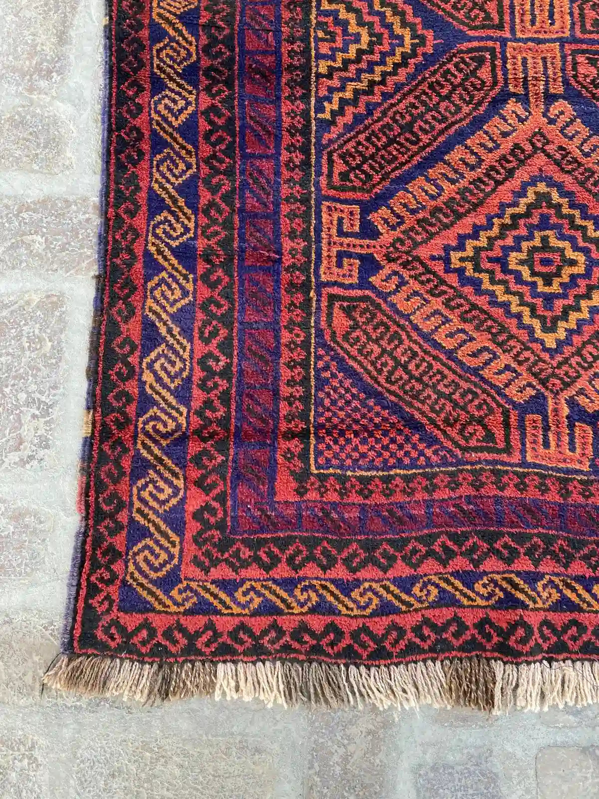 Afghan Belouchi Runner - Geometric Diamond Patterns - Nomad Hues