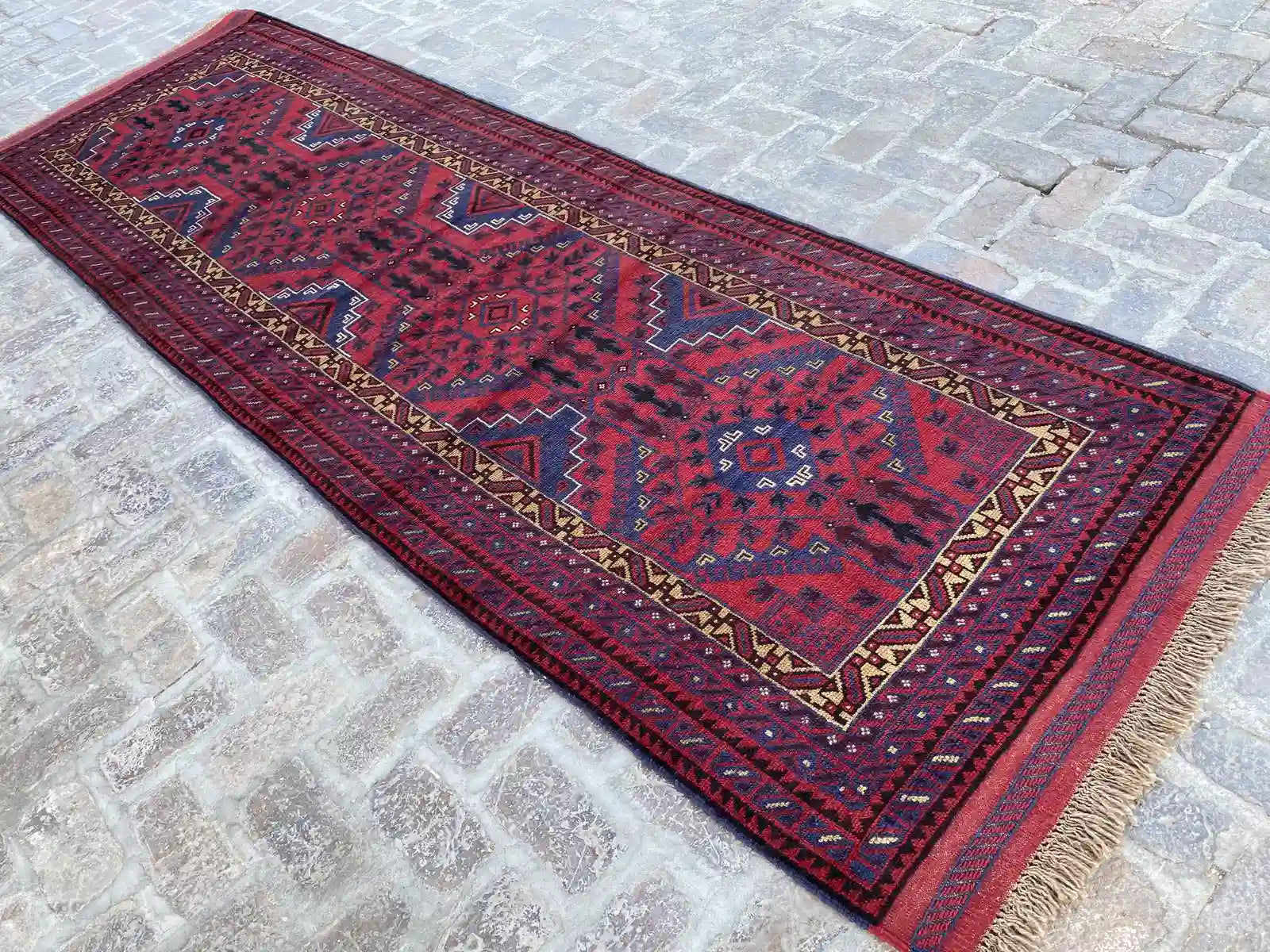 4'0 x 12'3 Afghan Belouchi hallway Rug Runner - Nomad Hues