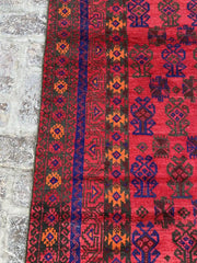 Afghan Belouchi Runner - Red and Blue Geometric Pattern - Nomad Hues