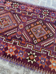 Vibrant 4'6 x 9'4 Afghan Kilim Rug - Bold Tribal Patterns - Nomad Hues