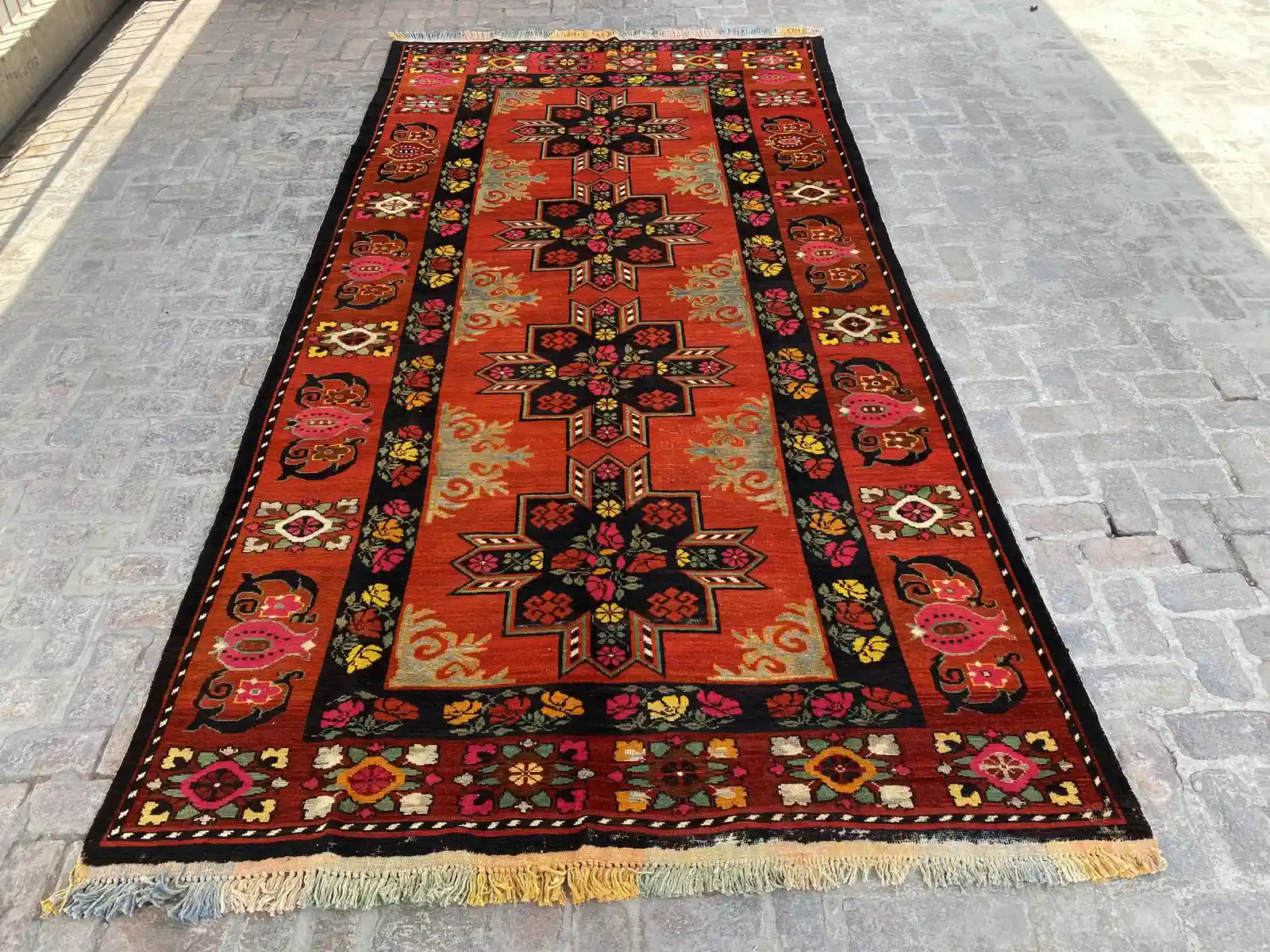 One of a kind Semi Antique Hand-Knotted Caucasian Rug - 7.2' x 14.2' - Nomad Hues