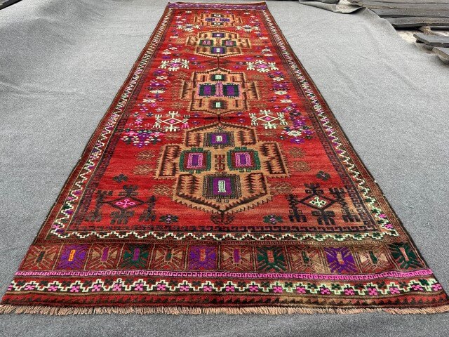 Authentic Hand-Knotted Vintage Afghan Hallway Rug - Nomad Hues