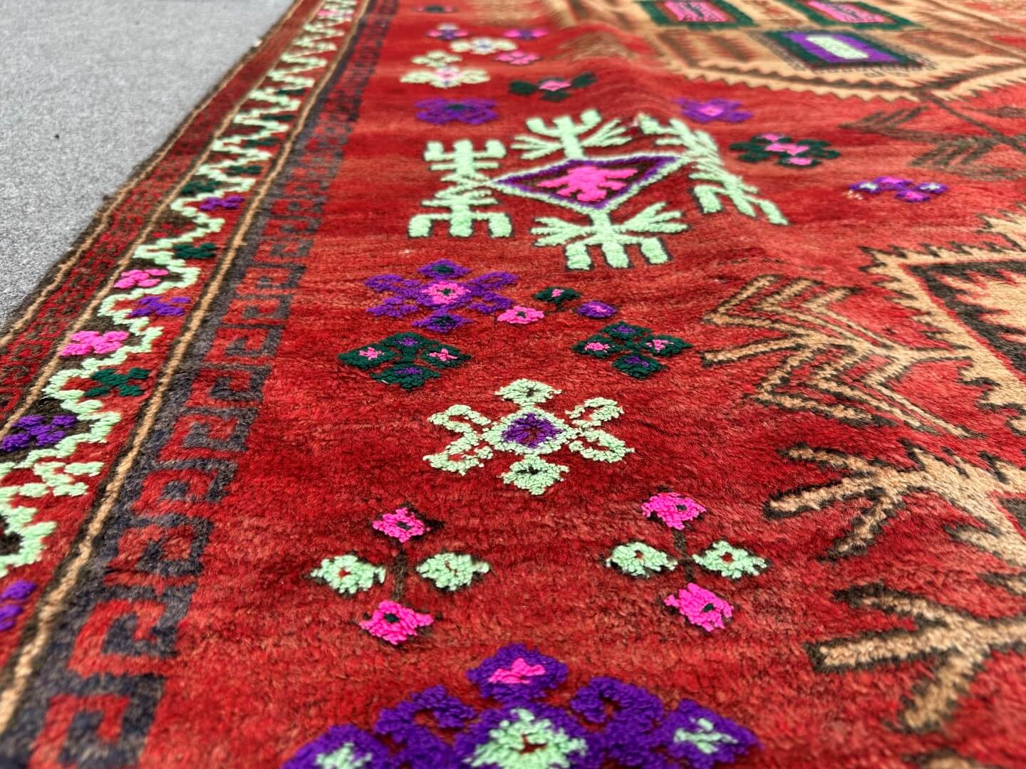 Authentic Hand-Knotted Vintage Afghan Hallway Rug - Nomad Hues