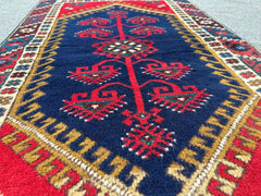 Tribal Handmade Bohemian Rug - Brick Red & Blue - Nomad Hues