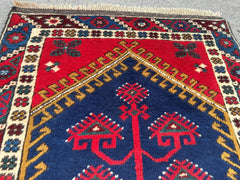 Tribal Handmade Bohemian Rug - Brick Red & Blue - Nomad Hues