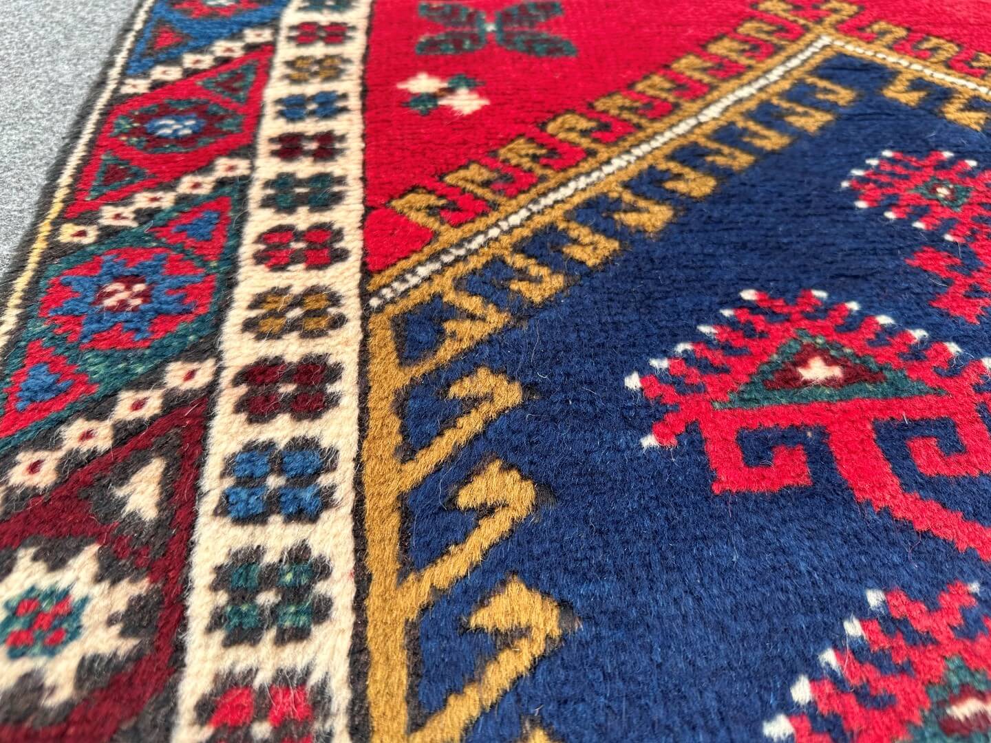 Tribal Handmade Bohemian Rug - Brick Red & Blue - Nomad Hues