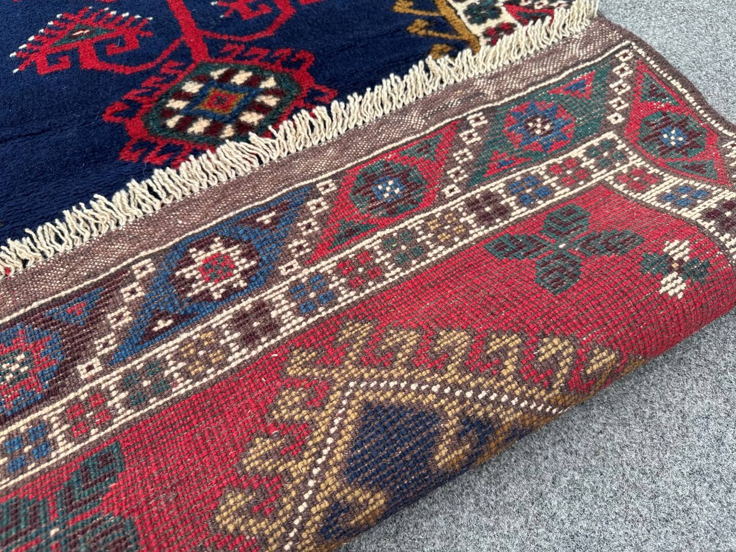 Tribal Handmade Bohemian Rug - Brick Red & Blue - Nomad Hues