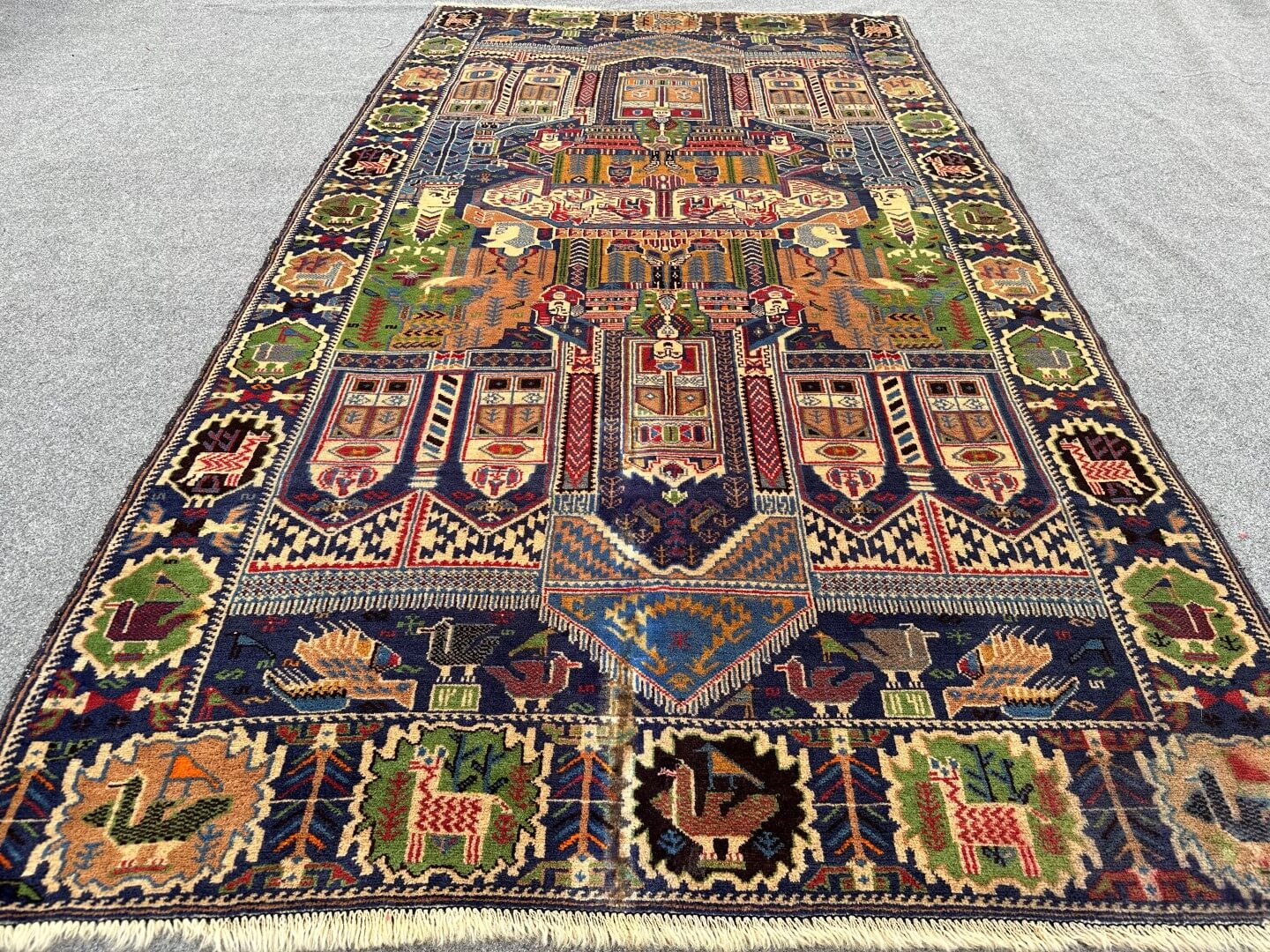 Authentic Vintage Hand-Knotted Pictorial Rug - Nomad Hues