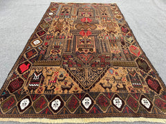 3'10 x 6'9 Afghan Hand-Knotted Rug | Authentic Pictorial carpet - Nomad Hues