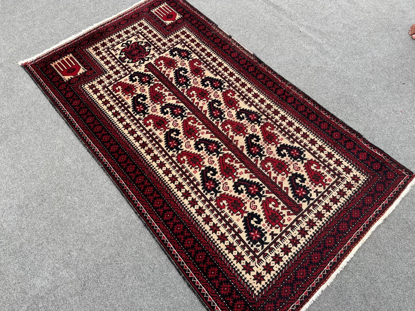 Paisley Motif Afghan handmade rug 3'7 x 6'2 - Nomad Hues