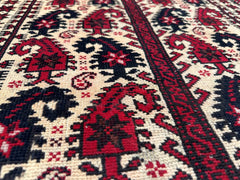 Paisley Motif Afghan handmade rug 3'7 x 6'2 - Nomad Hues