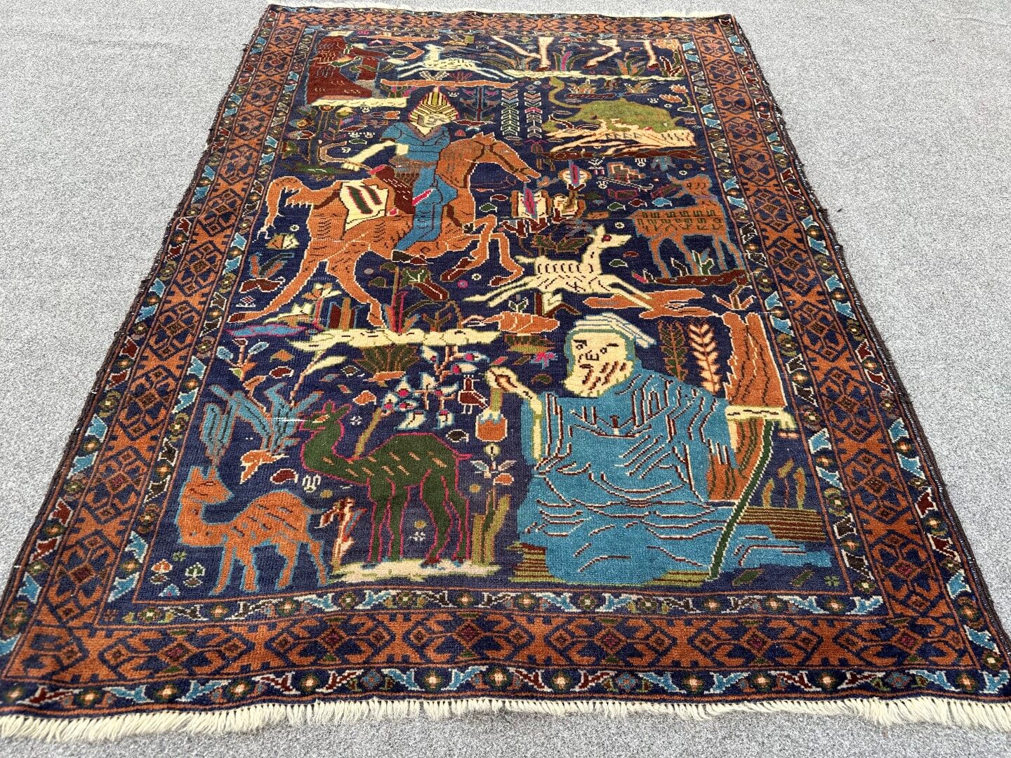 3'2 x 4'4 Vintage hand knotted afghan rug - Nomad Hues