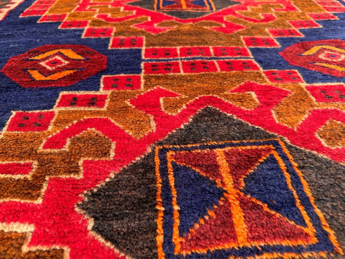 4'2 x 6'7 Geometric Afghan wool rug - Nomad Hues