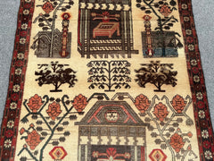 2'11 x 4'4 Afghan pictorial rug scenes of traditional village life - Nomad Hues