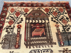 2'11 x 4'4 Afghan pictorial rug scenes of traditional village life - Nomad Hues