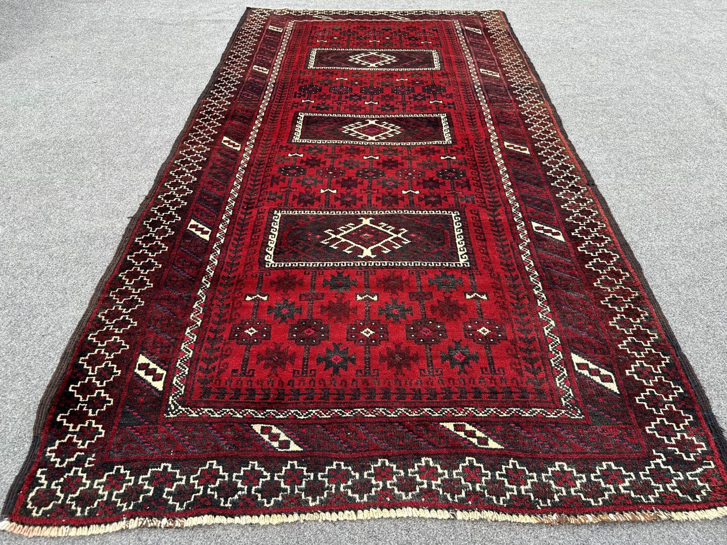 3'3 x 6'2 Handmade Vintage Afghan rug with bold geometric pattern - Nomad Hues