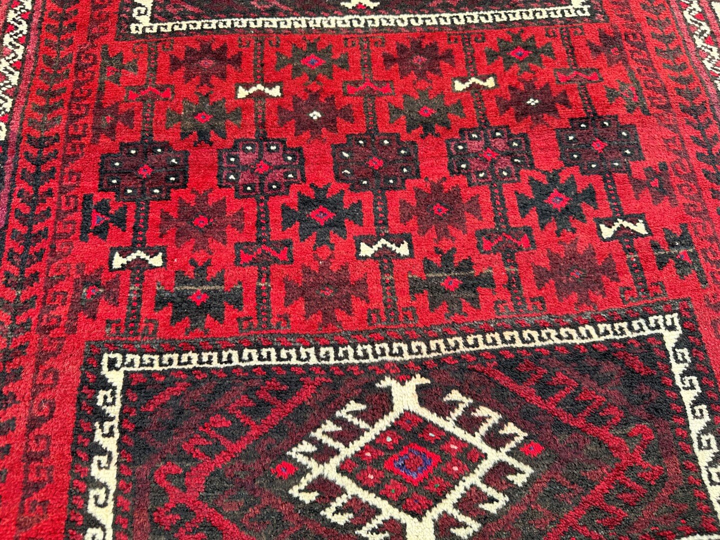 3'3 x 6'2 Handmade Vintage Afghan rug with bold geometric pattern - Nomad Hues