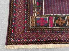 Handmade Afghan prayer rug in burgundy, brown, and beige - Nomad Hues