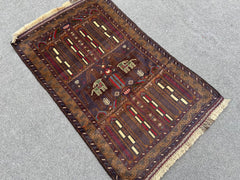 2'10 x 4'8 beautiful handmade Afghan Pictroial rug - Nomad Hues