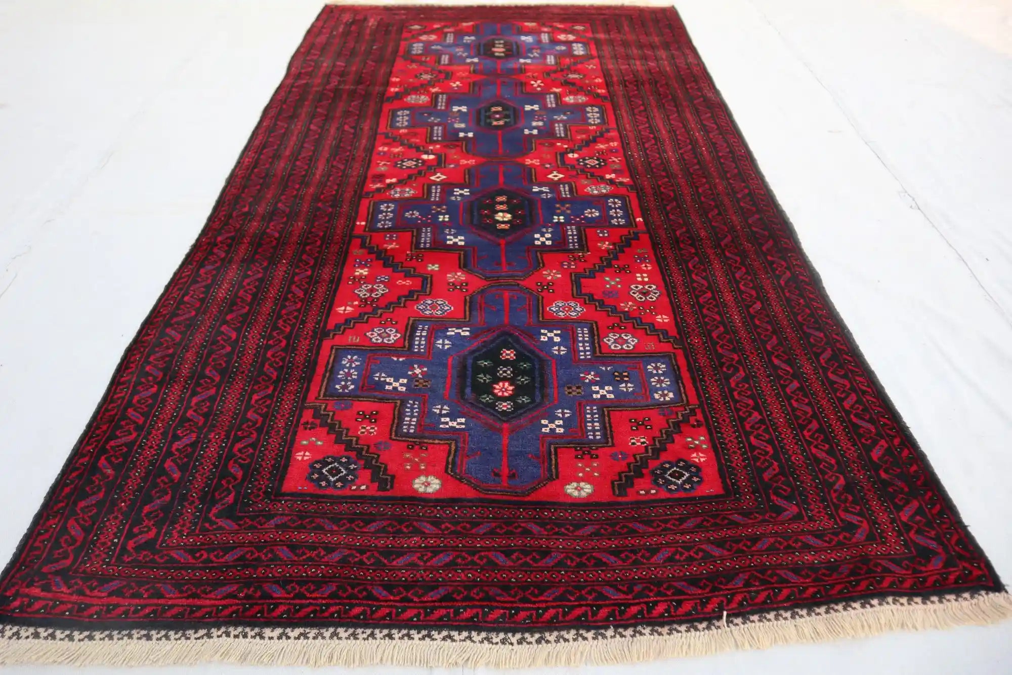 3'9 x 6'10 Afghan Tribal Belouch wool rug - Nomad Hues