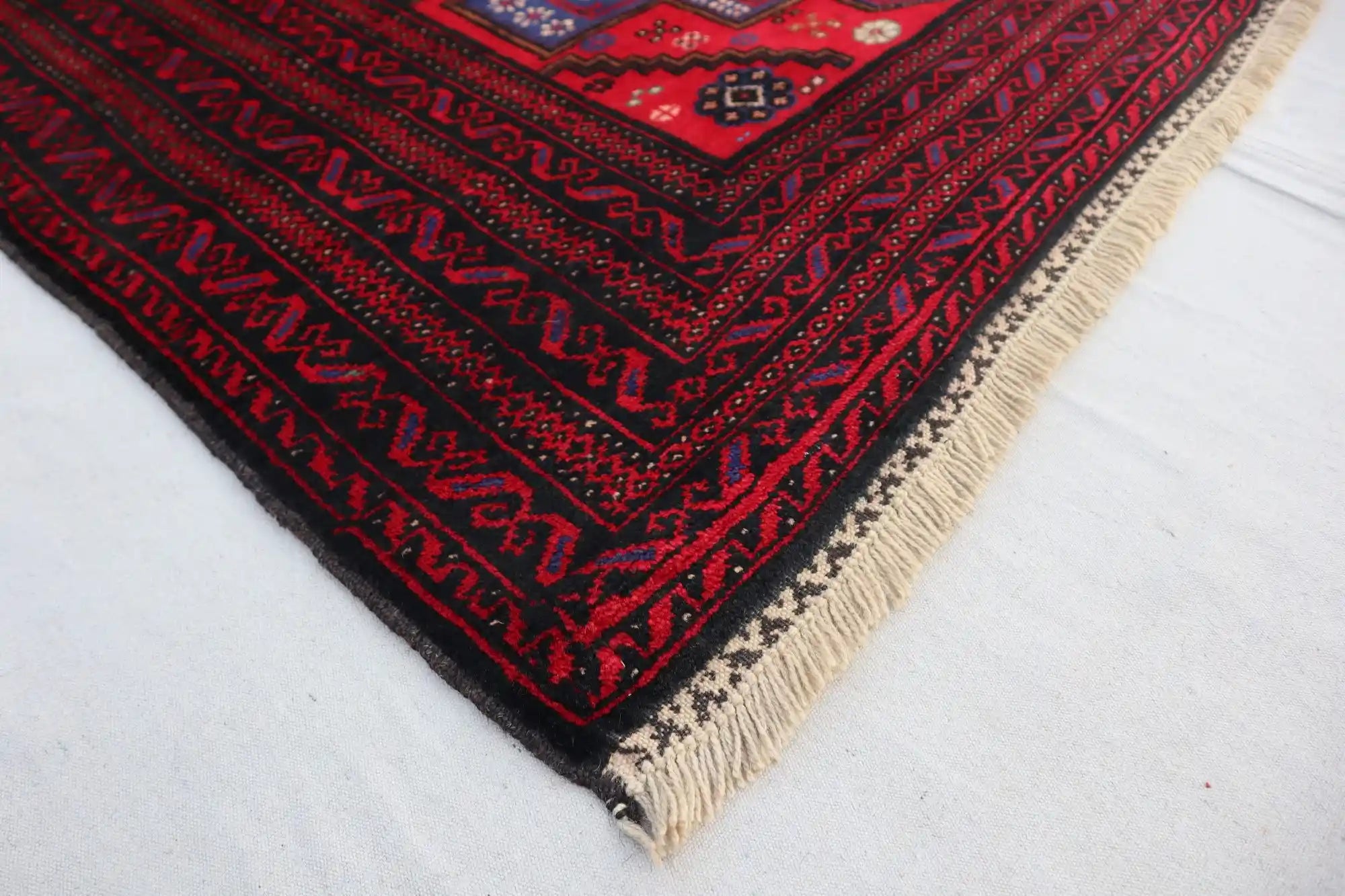 3'9 x 6'10 Afghan Tribal Belouch wool rug - Nomad Hues