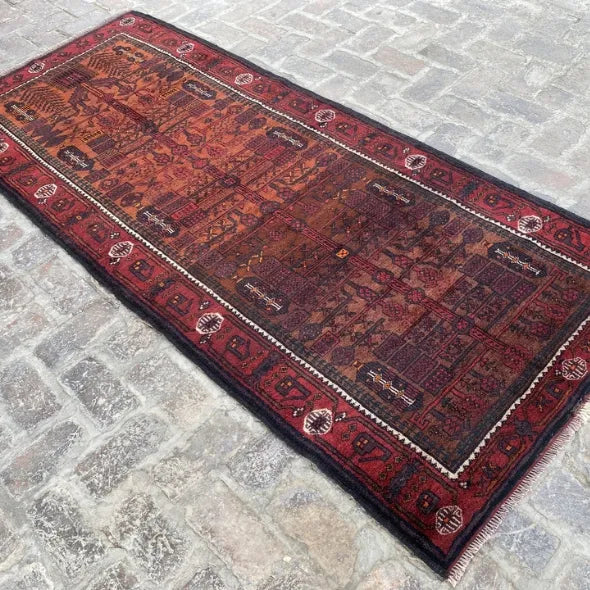 Authentic Afghan Hand-Knotted Wool Rug – Traditional Geometric Design - Nomad Hues