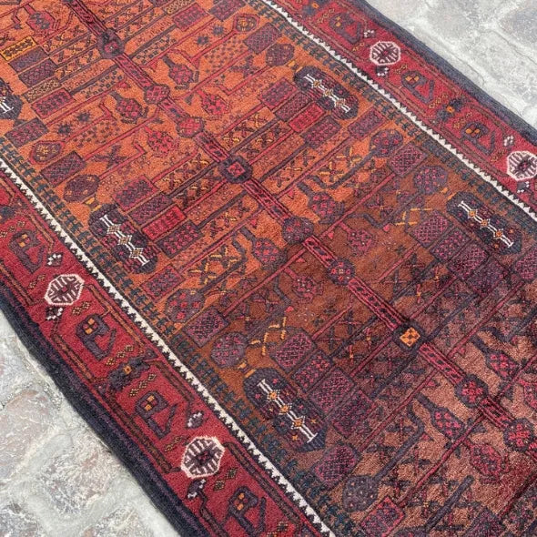 Authentic Afghan Hand-Knotted Wool Rug – Traditional Geometric Design - Nomad Hues