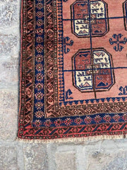 Vintage Afghan Belouch Filpai Rug – Elegant Pattern, 4.0 x 7.1 ft - Nomad Hues