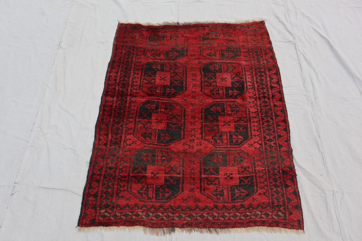 Vintage Filpai hand knotted afghan rug